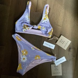 Cute purple floral pacsun bikini set, small